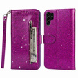 Откидной чехол для Samsung Galaxy S24 Ultra, Wallet Zipper Pocket Glittery, фиолетовый