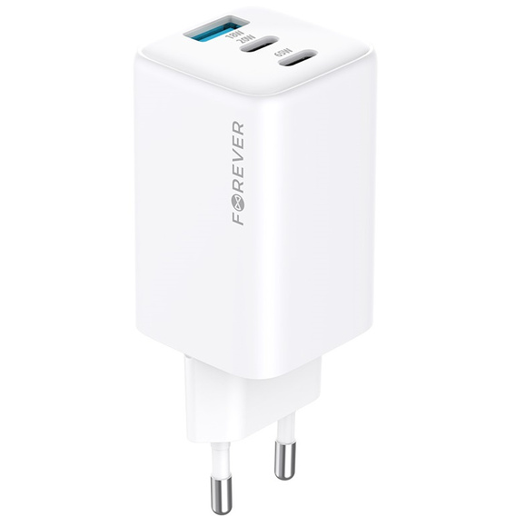 Зарядний пристрій Forcell 65W GaN 2x USB C 1x USB A , White