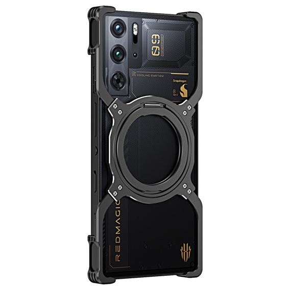 Чохол для ZTE nubia Red Magic 9 Pro / 9 Pro+ / 10 Pro / 10 Pro+ 5G, Kickstand Bumper, з кришкою об'єктива, для MagSafe, чорний / сріблястий