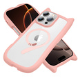 Чохол для iPhone 16 Pro, для MagSafe, Cute Cat, рожевий + захисне скло