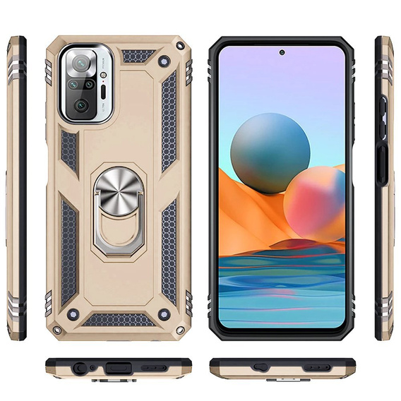 Броньований Чoхол до Xiaomi Redmi Note 10 Pro, Nox Case Ring, золотий