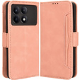 Футляр з клапаном для Xiaomi Poco F6 Pro, Card Slot, рожевий