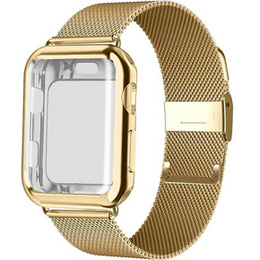 Металический браслет с чехлом для часов Apple Watch 1/2/3/4/5/6/SE (42/44MM), Gold