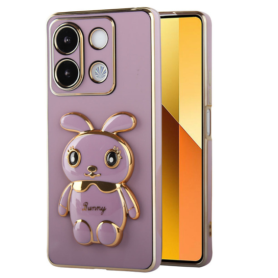 Чехол для Xiaomi Redmi Note 13 5G, Rabbit, фиолетовый + закаленное стекло 9H