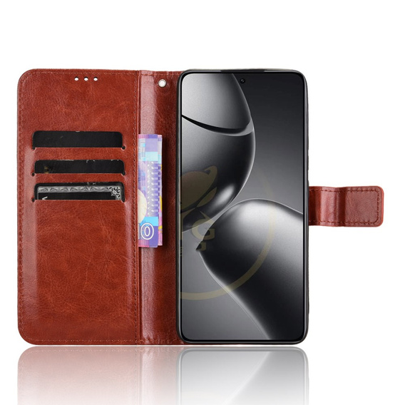 Футляр з клапаном для Xiaomi 14T, Crazy Horse Wallet, коричневий