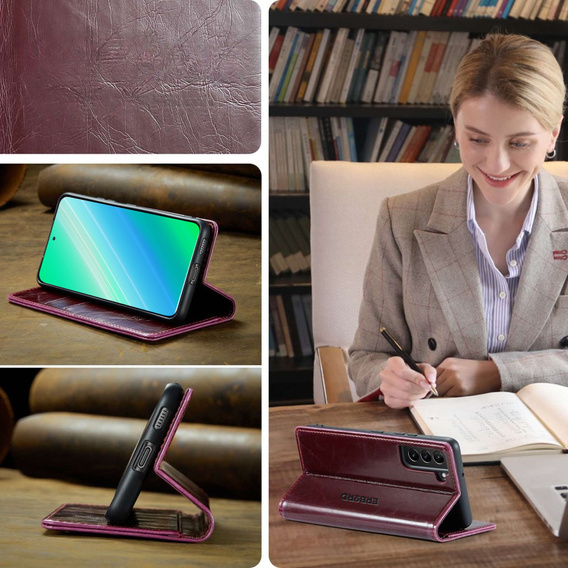 Чохол-книжка для Samsung Galaxy S23, ERBORD Waxy Wallet, червоний
