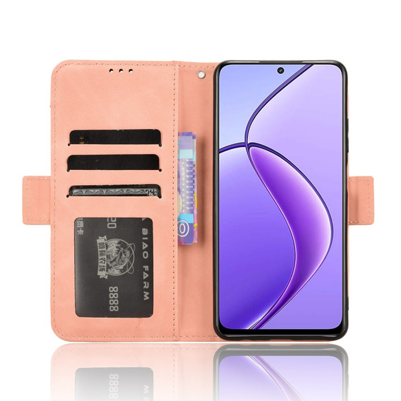 Футляр з клапаном для Realme 12, Card Slot, рожевий