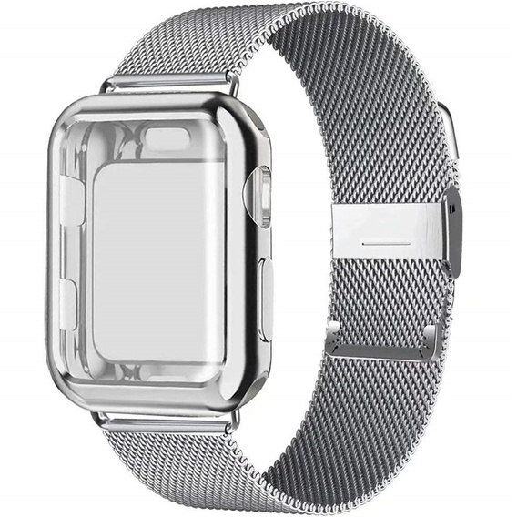 Металический браслет с чехлом для часов Apple Watch 1/2/3/4/5/6/SE (42/44MM), Silver