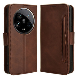Футляр з клапаном для Xiaomi 14 Ultra, Card Slot, коричневий