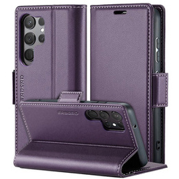 Чехол для Samsung Galaxy S24 Ultra, ERBORD Glossy Litchi, кошелек с клапаном, фиолетовый