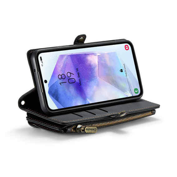 Чохол CASEME для Samsung Galaxy A55 5G, RFID Leather Wallet з плечовим ременем, чорний