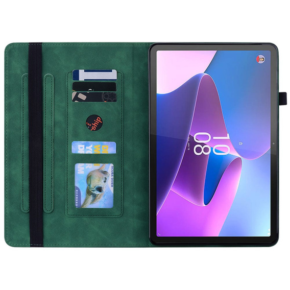 Чехол до Lenovo Tab P11 Gen 2, Wallet Pen Slot, зелёный