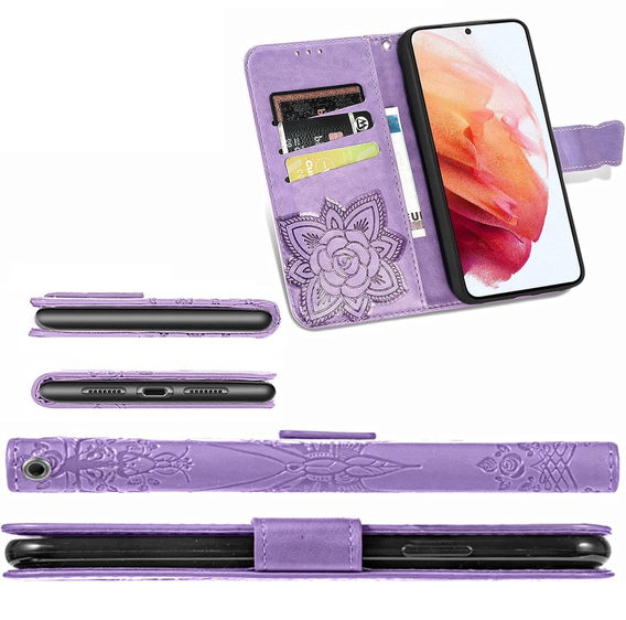 Откидной чехол для Realme 12 Pro 5G / 12 Pro+ 5G, Butterfly, фиолетовый