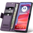 Чехол для Motorola Edge 50 Pro, ERBORD Glossy Litchi, кошелек с клапаном, фиолетовый