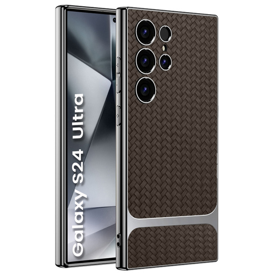 Чехол до Samsung Galaxy S24 Ultra, GKK Woven Leather, кофе