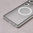 Магнитный чехол с двойным стеклом MagSafe для Samsung Galaxy S22 Ultra, серебряный