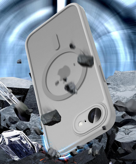 Чохол для iPhone 16E, для MagSafe, ERBORD Matt Case, титановий сірий + захисне скло