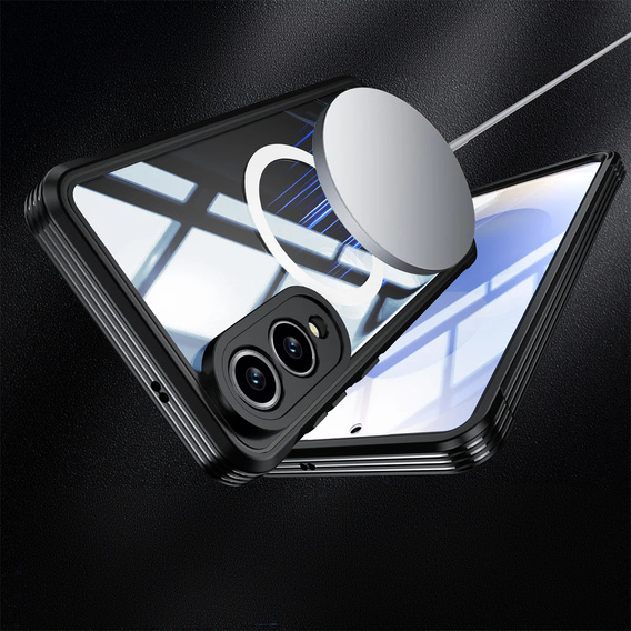 Чехол для Samsung Galaxy S25 Edge, Shockproof, со стеклом, для MagSafe, чёрный