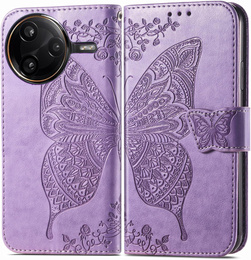Откидной чехол для Xiaomi Poco F7 Pro, Butterfly, фиолетовый