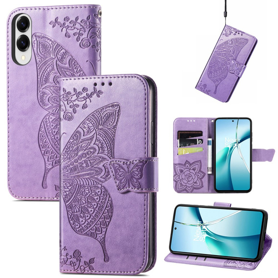 Откидной чехол для Samsung Galaxy S25 Edge, Butterfly, фиолетовый