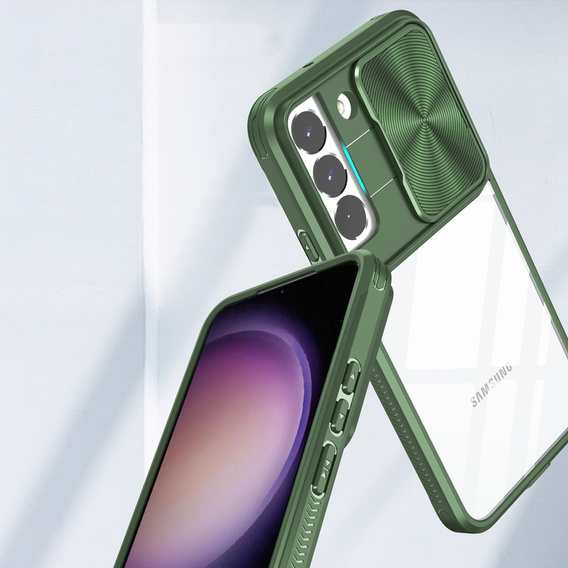 Чехол до Samsung Galaxy S23 Plus, Slide Camera, зелёный