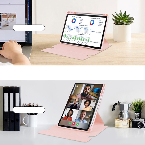 Чохол клавіатура для Lenovo Tab M11, Rotary 360° Leather, рожевий