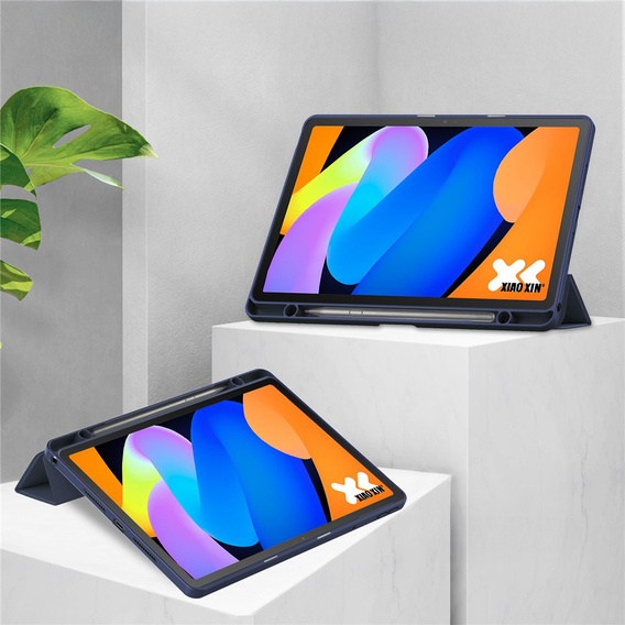 Чехол для Lenovo Idea Tab 11" 2025 TB336FU TB336ZU, с прозрачной задней стенкой и держателем для стилуса, темно-синий