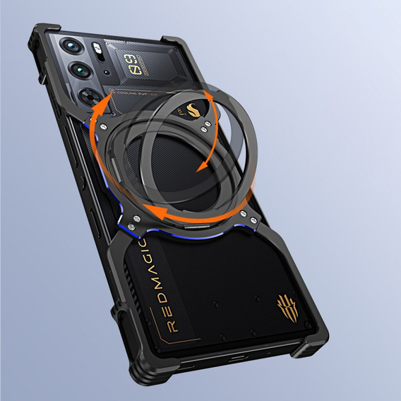 Чохол для ZTE nubia Red Magic 9 Pro / 9 Pro+ / 10 Pro / 10 Pro+ 5G, Kickstand Bumper, з кришкою об'єктива, для MagSafe, чорний / сріблястий