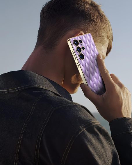 Чехол для Samsung Galaxy S25 Ultra, Leather Rhombus, фиолетовый