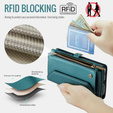 Чехол CASEME для Samsung Galaxy A56 5G, RFID Leather Wallet, с плечевым ремнем, зелёный