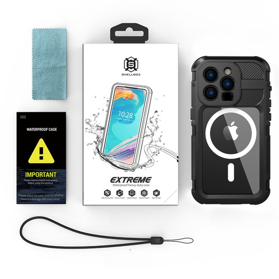Водонепроникний чохол IP68 для iPhone 14 Pro, SHELLBOX MagSafe, чорний