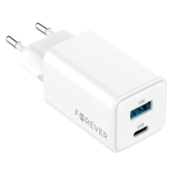 Зарядний пристрій Forcell 65W GaN 2x USB C 1x USB A , White