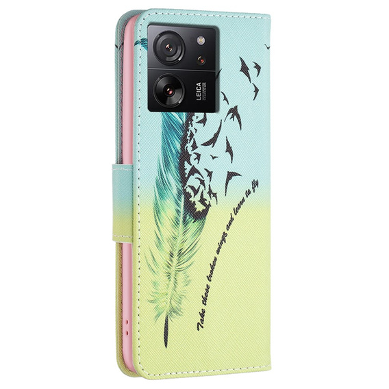 Откидной чехол для Xiaomi 13T / 13T Pro / Redmi K60 Ultra, Wallet, feather, синий