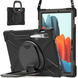 Чехол для Samsung Galaxy Tab S10 Lite / S10 FE / S9 FE / S9 / S8 / Tab S7, бронированный вращающийся на 360, черный