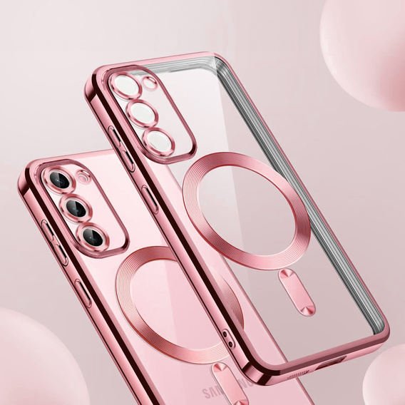 Чехол для Samsung Galaxy S23, Electro MagSafe, розовый rose gold + стекло для экрана