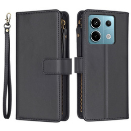 Откидной чехол для Xiaomi Redmi Note 13 Pro 4G / Xiaomi Redmi Note 14S / Xiaomi Poco M6 Pro 4G, Wallet Zipper Pocket, чёрный