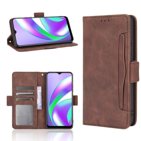 Футляр з клапаном для Oppo A15 / A15S, Card Slot, коричневий