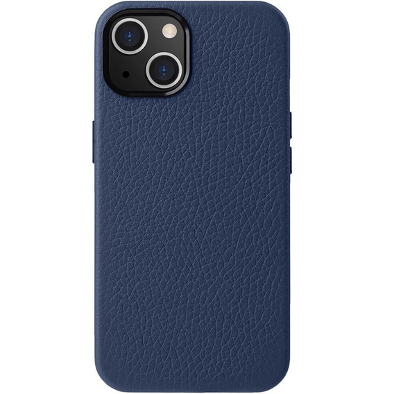 Чехол MELKCO для iPhone 15 Plus, кожаный для MagSafe, темно-синий