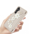 Чохол для Samsung Galaxy S23 FE, Leather Flower Card Slot, бежевий
