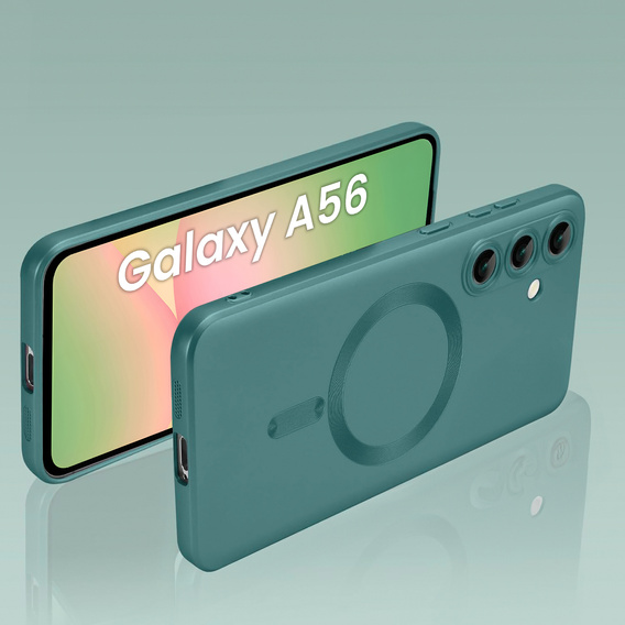 Чехол для Samsung Galaxy A56, ColorMag, для MagSafe, зелёный + закаленное стекло 9H