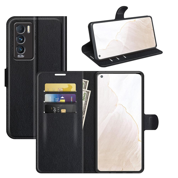 Кожаный чехол Wallet PU Leather для Realme GT Explorer Master, Black