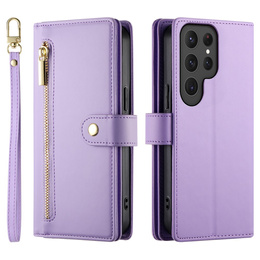 Откидной чехол для Samsung Galaxy S25 Ultra, Wallet Zipper Pocket, фиолетовый
