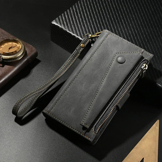 Откидной чехол для Honor Magic 6 Lite 5G, Wallet Zipper Pocket, чёрный