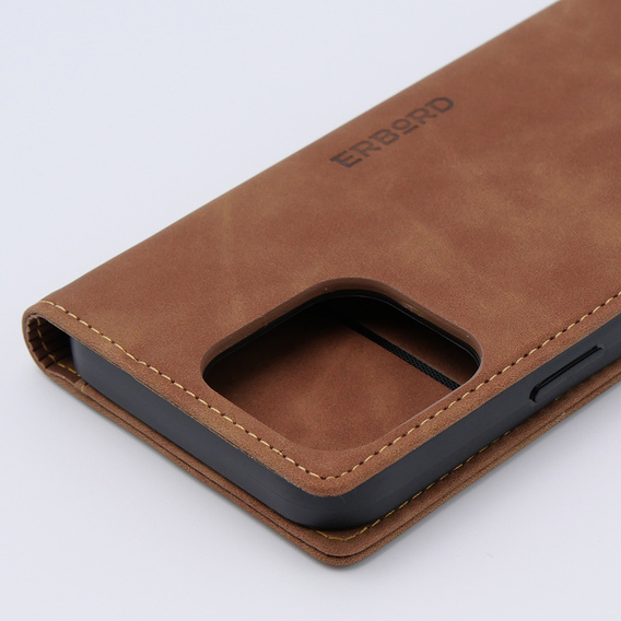Чохол для iPhone 15 Pro Max, ERBORD Vintage, гаманець з клапаном, коричневий