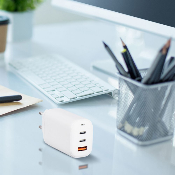 Зарядное устройство Forcell 65W GaN 2x USB C 1x USB A , White