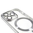 Чохол для iPhone 14 Pro, Electro MagSafe, сріблястий + Скло на екран