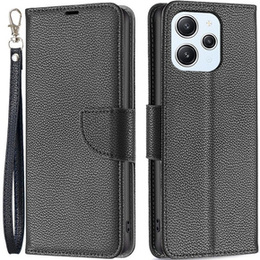 Откидной чехол для Xiaomi Redmi 12 4G, Wallet Litchi Magnet, чёрный