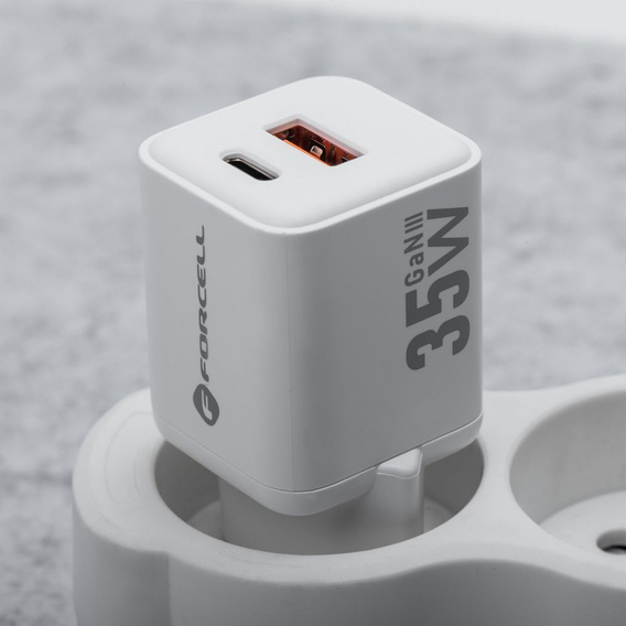 Зарядное устройство Forcell USB-A / 2x USB-C 3.45A GaN 70W PD QC 4.0, серый