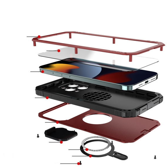 Чохол для iPhone 15 Pro Max, DefenderMag, червоний