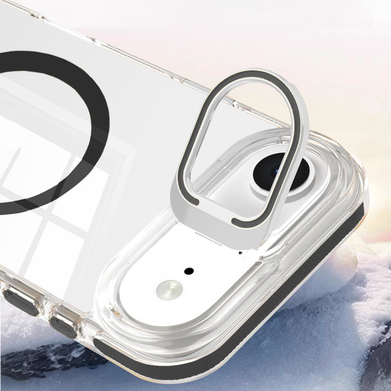 Чохол для iPhone Air, для MagSafe, з підставкою, прозорий з чорними вставками